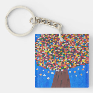 Abstracte kleurrijke boom sleutelhanger