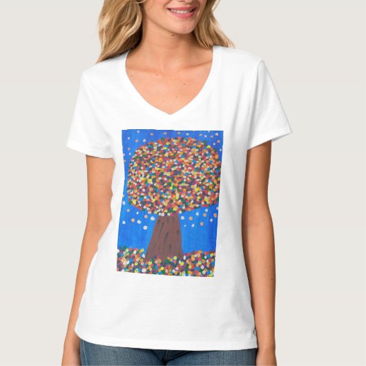 Abstracte kleurrijke boom t-shirt (Voorkant)