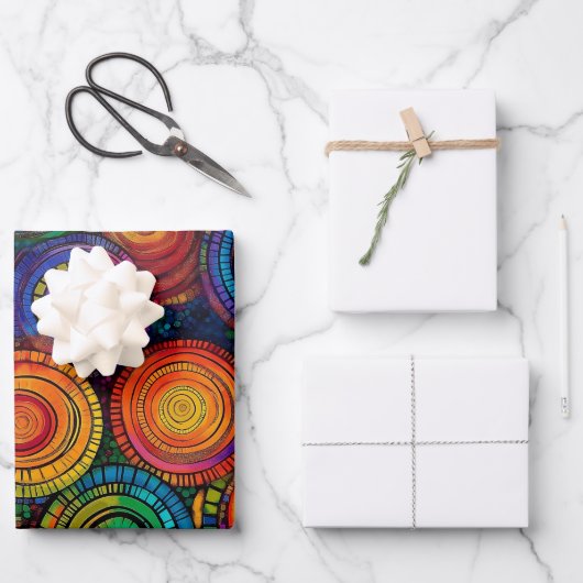 Abstracte kleurrijke cirkels Inpakpapier (Voorkant)
