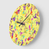 Abstracte kleurrijke Confetti over geel Grote Klok (Hoek)
