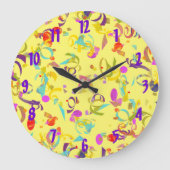 Abstracte kleurrijke Confetti over geel Grote Klok (Voorkant)