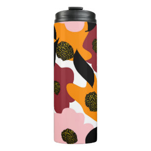 Abstracte kleurrijke doodles bloemen en bladeren a thermosbeker