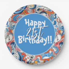 Abstracte kleurrijke doodles papieren bordje