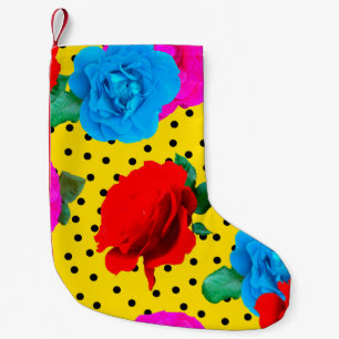 Abstracte kleurrijke echte Rozen en metalen blader Kleine Kerstsok