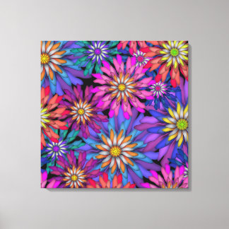 Abstracte Kleurrijke Fantasie Bloemen Canvas Afdruk