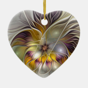 Abstracte kleurrijke Fantasy Flower Fractal Art Keramisch Ornament