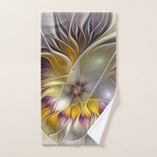 Abstracte kleurrijke Fantasy Flower Modern Fractal Bad Handdoek (Handdoek)