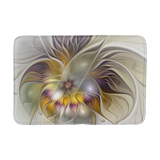 Abstracte kleurrijke Fantasy Flower Modern Fractal Badmat (Voorkant)