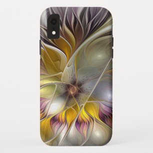 Abstracte kleurrijke Fantasy Flower Modern Fractal iPhone XR Hoesje