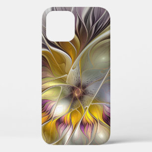Abstracte kleurrijke Fantasy Flower Modern Fractal iPhone 12 Hoesje