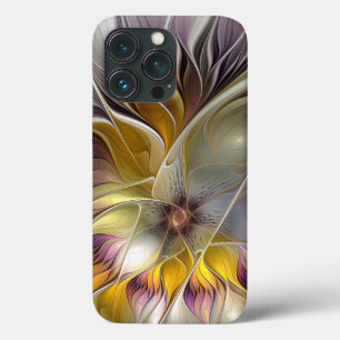 Abstracte kleurrijke Fantasy Flower Modern Fractal iPhone 13 Pro Hoesje