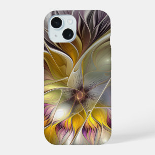 Abstracte kleurrijke Fantasy Flower Modern Fractal iPhone 15 Hoesje