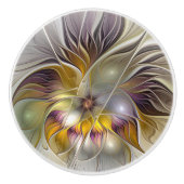 Abstracte kleurrijke Fantasy Flower Modern Fractal Keramische Knop (Voorkant)