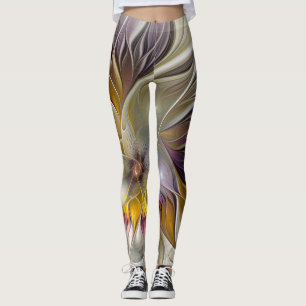 Abstracte kleurrijke Fantasy Flower Modern Fractal Leggings