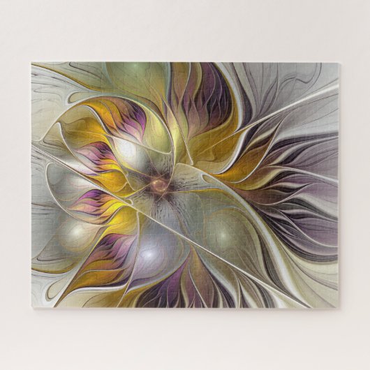 Abstracte kleurrijke Fantasy Flower Modern Fractal Legpuzzel (Horizontaal)