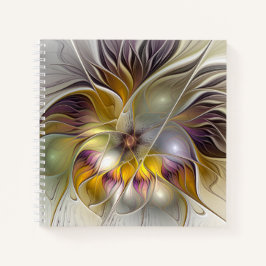 Abstracte kleurrijke Fantasy Flower Modern Fractal Notitieboek