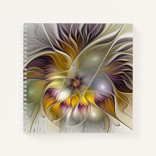 Abstracte kleurrijke Fantasy Flower Modern Fractal Notitieboek (Voorkant)