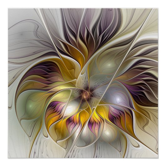 Abstracte kleurrijke Fantasy Flower Modern Fractal Perfect Poster (Voorkant)