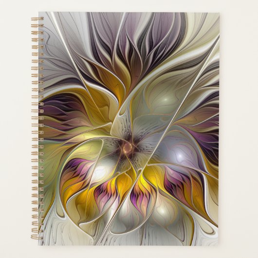 Abstracte kleurrijke Fantasy Flower Modern Fractal Planner (Voorkant)
