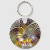Abstracte kleurrijke Fantasy Flower Modern Fractal Sleutelhanger (Achterkant)
