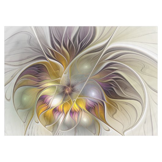 Abstracte kleurrijke Fantasy Flower Modern Fractal Tafelkleed (Voorkant (Horizontaal))