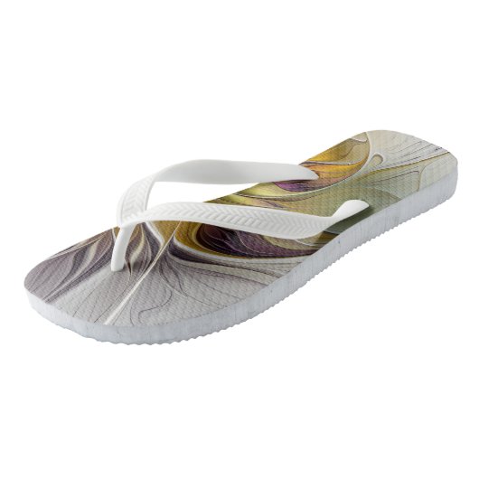 Abstracte kleurrijke Fantasy Flower Modern Fractal Teenslippers (Schuin)