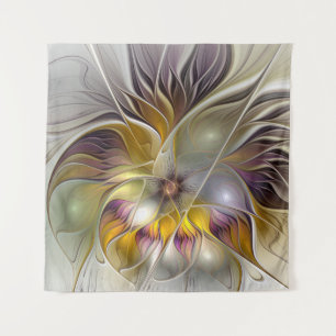 Abstracte kleurrijke Fantasy Flower Modern Fractal Wandkleed