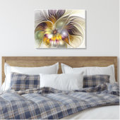Abstracte kleurrijke Fantasy Flower Modern Triptyc Canvas Afdruk (Insitu (Slaapkamer))