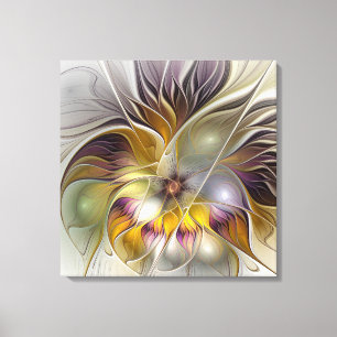 Abstracte kleurrijke Fantasy Flower Modern Triptyc Canvas Afdruk