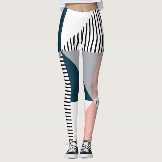 Abstracte kleurrijke geometrie leggings (Voorkant)