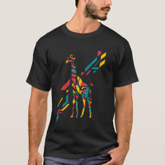Abstracte kleurrijke geometrische Giraffe T-shirt