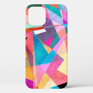 Abstracte kleurrijke geometrische Waterverf achter iPhone 12 Hoesje