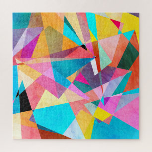 Abstracte kleurrijke geometrische Waterverf achter Legpuzzel