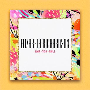 Abstracte kleurrijke gewaagde levendige chique mod vierkante visitekaartje