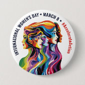 Abstracte Kleurrijke Gezichten Vrouwendag | IWD Ronde Button 7,6 Cm (Voorkant)