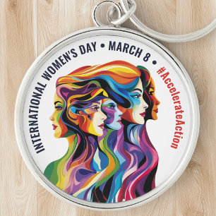 Abstracte Kleurrijke Gezichten Vrouwendag IWD Sleutelhanger
