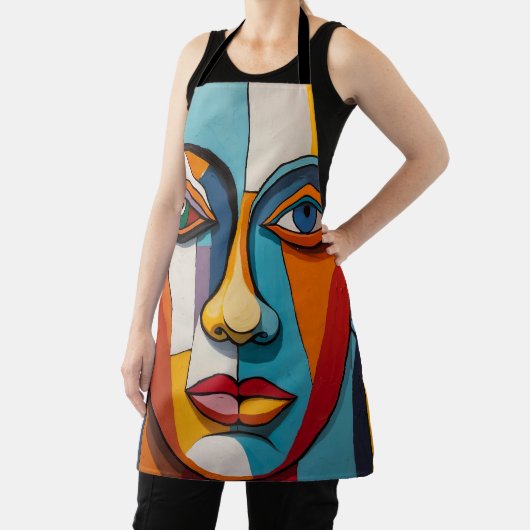 Abstracte Kleurrijke Gezichtskunst Schort (Insitu)