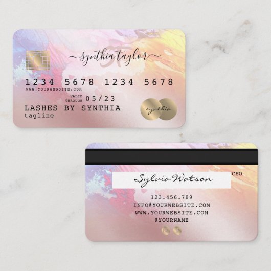 Abstracte kleurrijke kunst Credit Kaart Style Mono Visitekaartje (Voorkant / Achterkant)