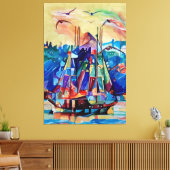 abstracte kleurrijke kunst van bewegend schip canvas afdruk (Insitu (Woonkamer))