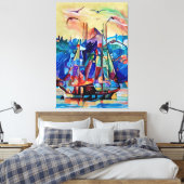 abstracte kleurrijke kunst van bewegend schip canvas afdruk (Insitu (Slaapkamer))