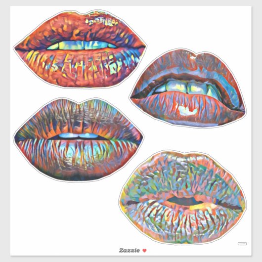Abstracte Kleurrijke Lips Make-up Art Sticker (Vel)