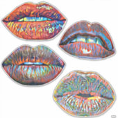 Abstracte Kleurrijke Lips Make-up Art Sticker (Voorkant)