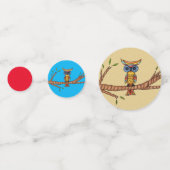 Abstracte kleurrijke Owl Blue Eyes op Branch Leave Confetti (Achterkanten)