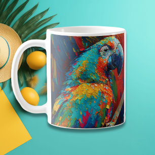 Abstracte kleurrijke papegaai koffiemok