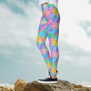 Abstracte kleurrijke pastel Waterverf slagpatroon Leggings