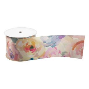 Abstracte kleurrijke pastelbloemen bloemenpatroon lint
