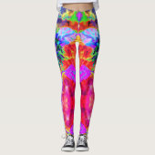 Abstracte kleurrijke psychedelische chakra zonnebl leggings (Voorkant)