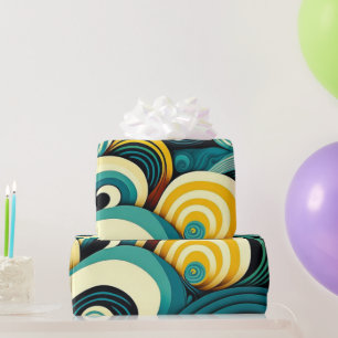 Abstracte kleurrijke Retro 70s Hippie Waves Artwor Cadeaupapier