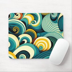 Abstracte kleurrijke Retro 70s Hippie Waves Artwor Muismat