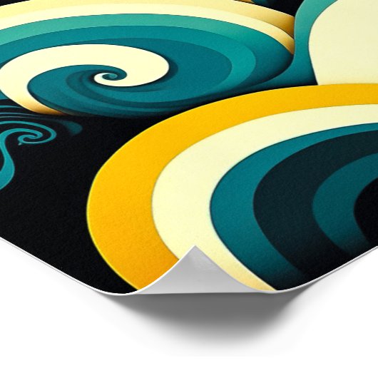 Abstracte kleurrijke Retro 70s Hippie Waves Artwor Poster (Hoek)